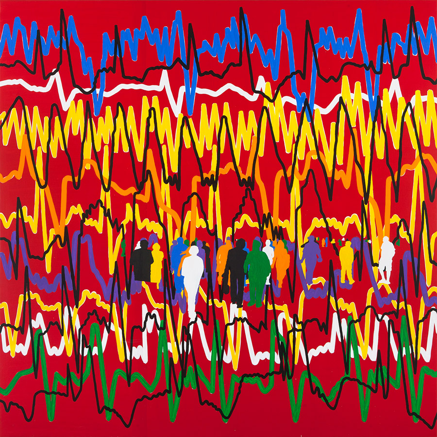 image Gérard-Fromanger-Le-Coeur-fait-ce-qu'il-veut-Cardiogramme-Peinture,-Rouge-de-cadmium,-2014---Galerie-Caroline-Smulder