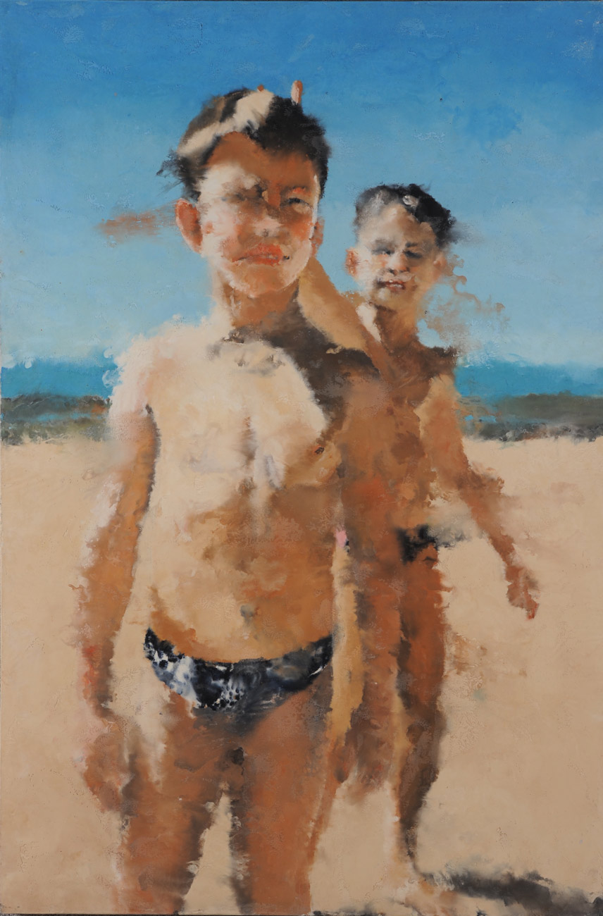 image Philippe-Cognée---Guillaume-et-Thomas---1996---180-x-120