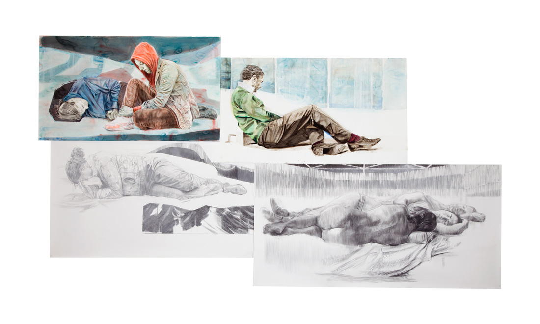 image Levasseur Iris - D'après Hodler - ensemble de 5 dessins - 2013 -129 x 228