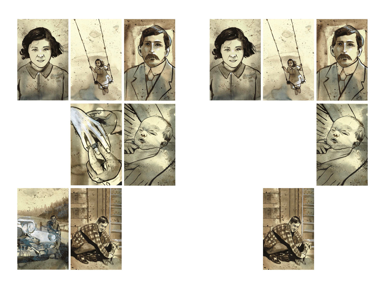 image Ethel-ou-un-essai-sur-l’Alzheimer,-planches-4-5,-aquarelle-sur-papier,-14,24-cm-x-22,86-cm,-8-planches-parues-dans-Combattre-l’invisible,-2021