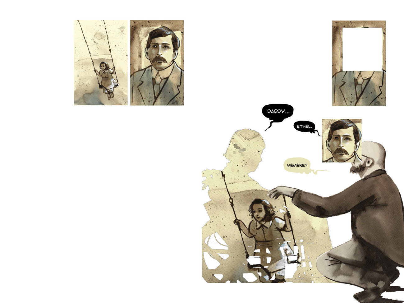 image Ethel-ou-un-essai-sur-l’Alzheimer,-planches-6-7,-aquarelle-sur-papier,-14,24-cm-x-22,86-cm,-8-planches-parues-dans-Combattre-l’invisible,-2021